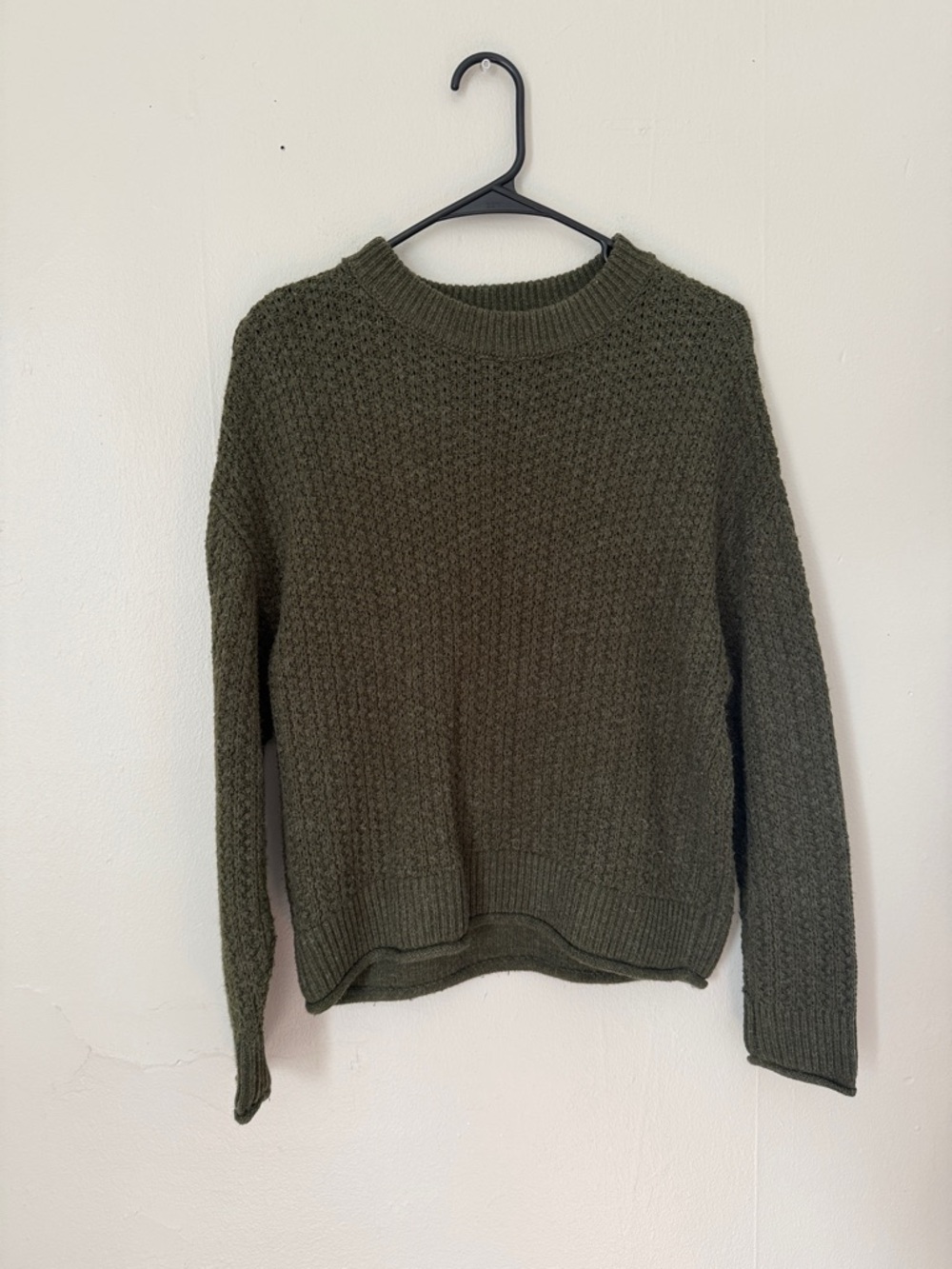 Olive Green Women's Knit Crewneck Sweater